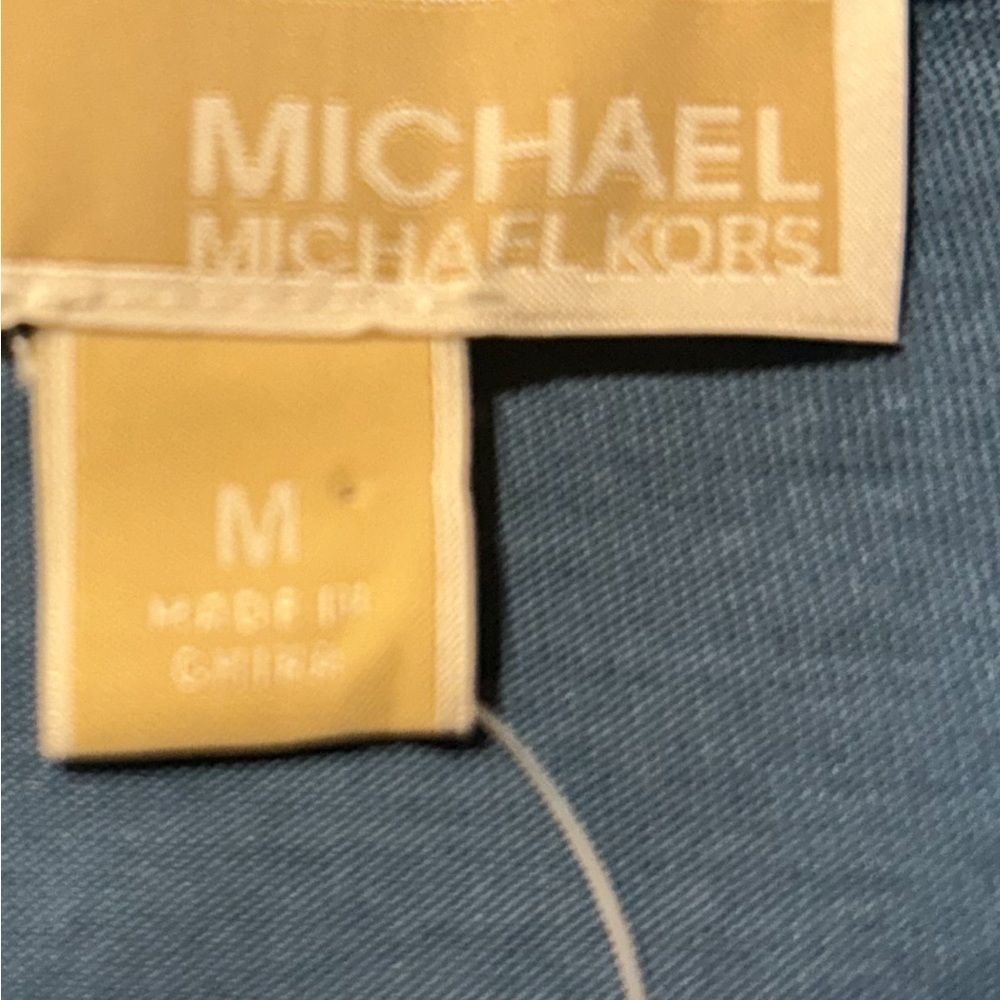 Michael Kors Women's Long Sleeve Blue Top w Silver Embellished Neckline Size M - Picture 8 of 10